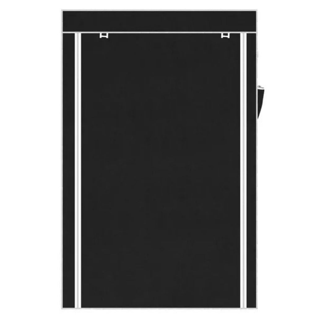 Portable Closet Storage Organizer Wardrobe Clothes Rack With Shelves Black