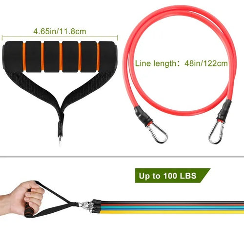 11Pcs Resistance Bands Set Fitness Workout Tubes Exercise Tube Bands Up