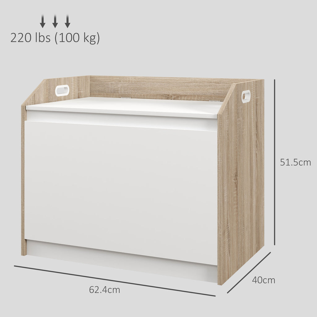 60 X 35.5cm Storage Ottoman Box, With Top Seat - White