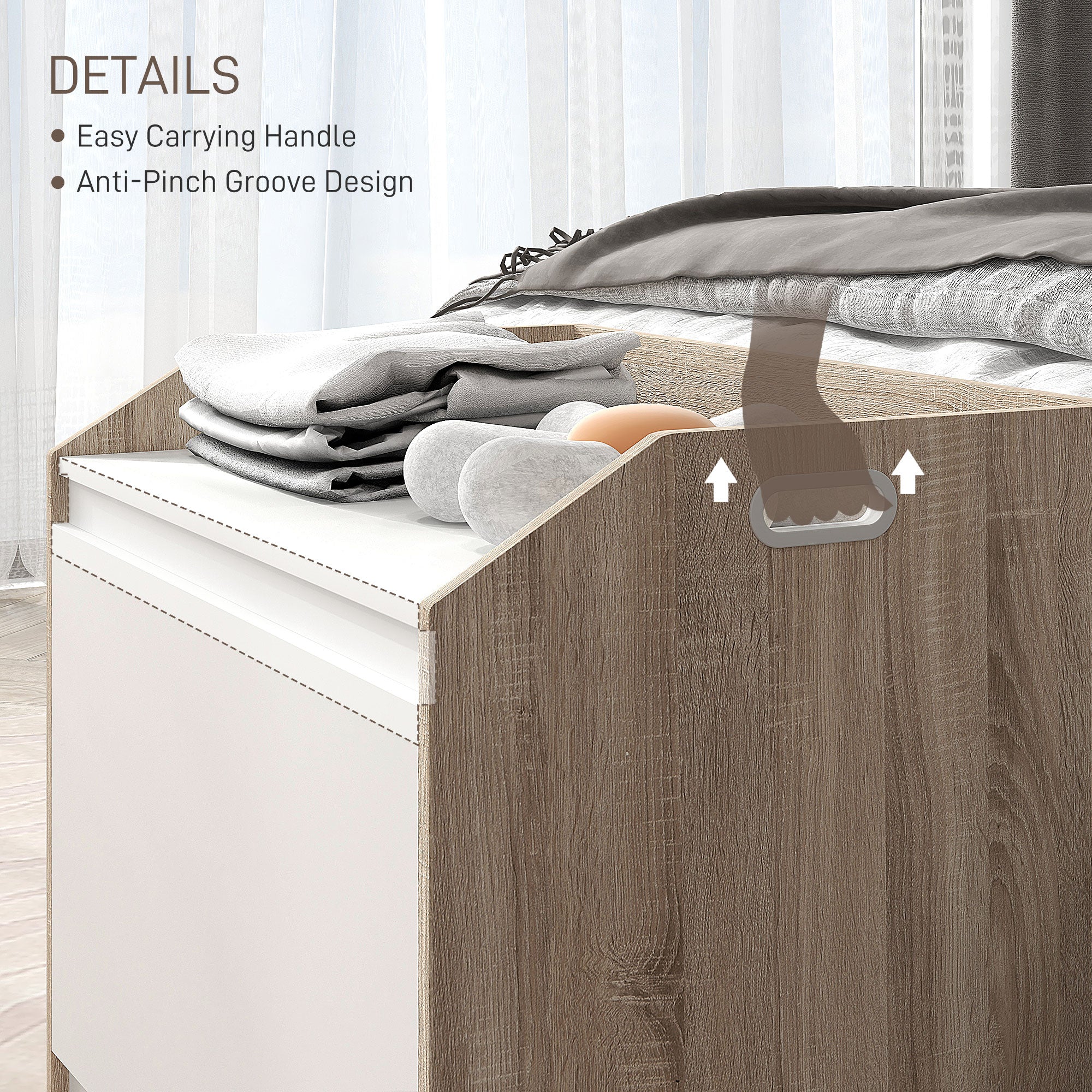 60 X 35.5cm Storage Ottoman Box, With Top Seat - White