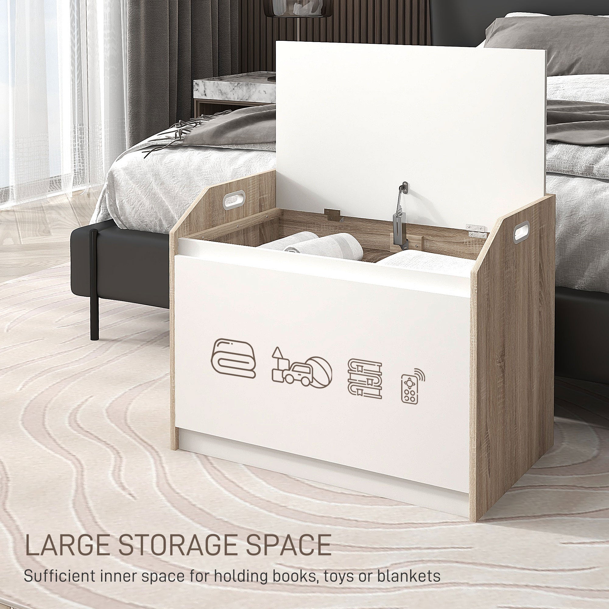60 X 35.5cm Storage Ottoman Box, With Top Seat - White