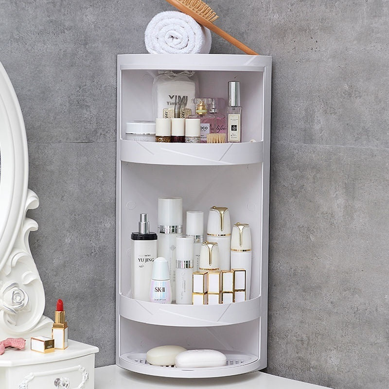 Bathroom Rotatable Storage Rack Wall Mounted, No Drilling Required