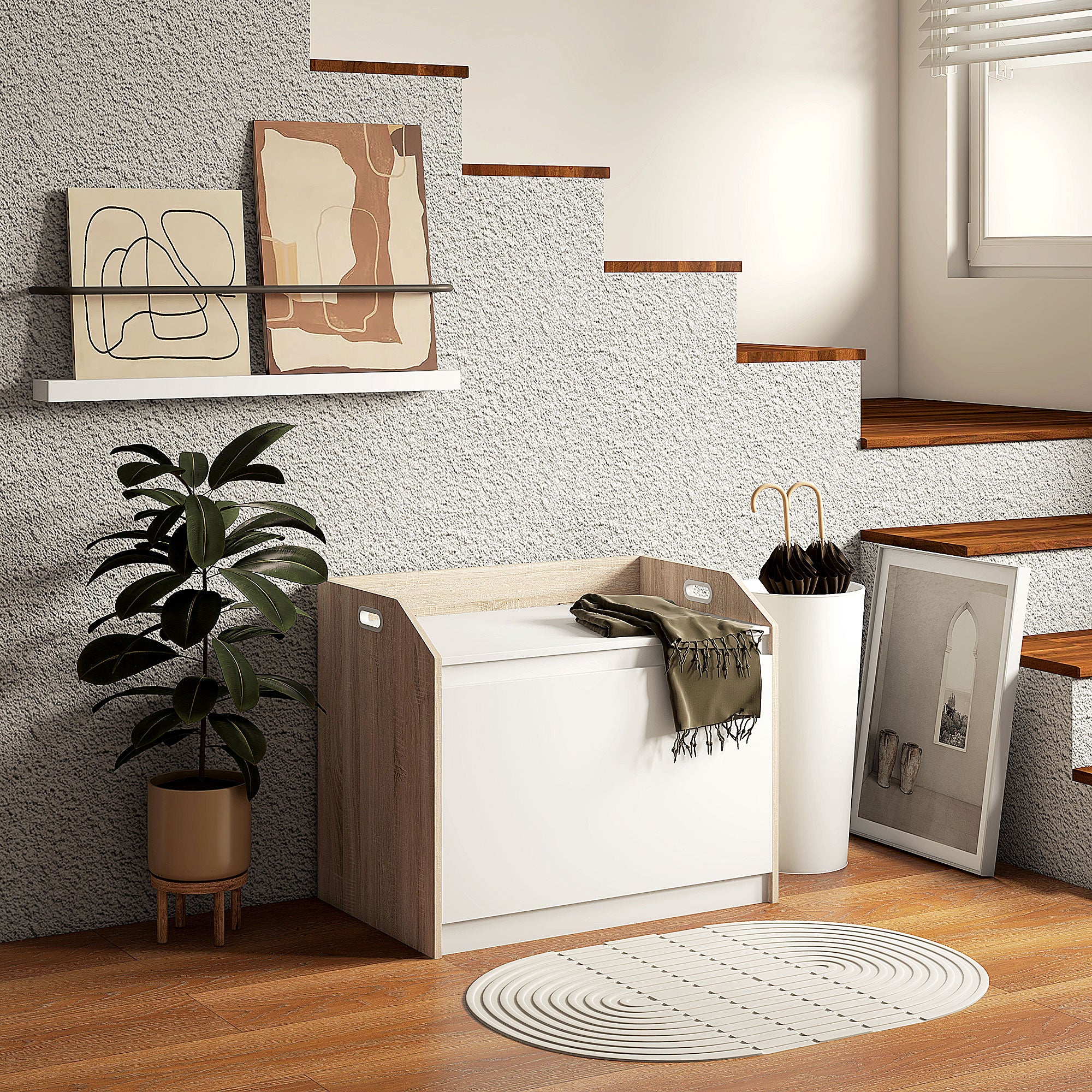 60 X 35.5cm Storage Ottoman Box, With Top Seat - White